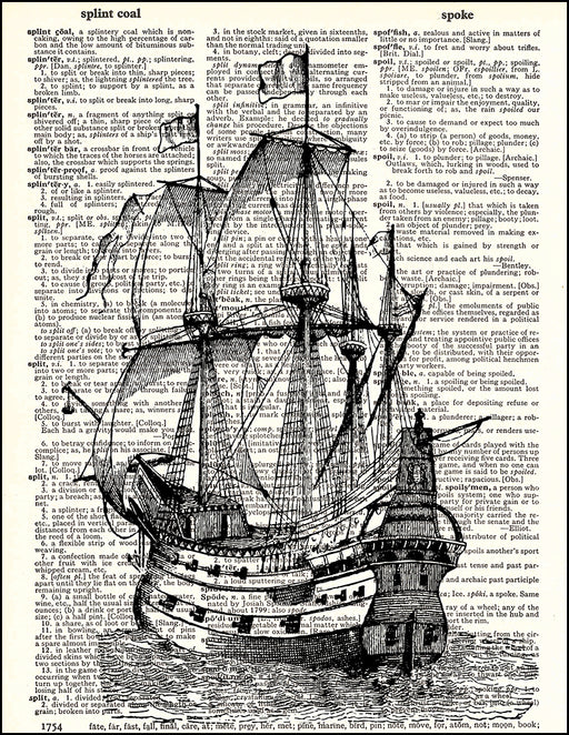 An image of a(n) Pirate Ship Dictionary Art Print.
