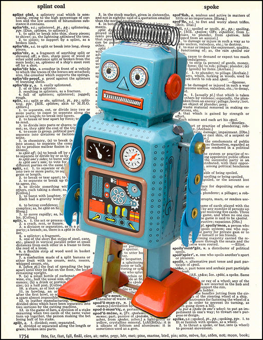glæde Antagelser, antagelser. Gætte vegne Retro Robot - Dictionary Art Print — Fresh Prints of CT