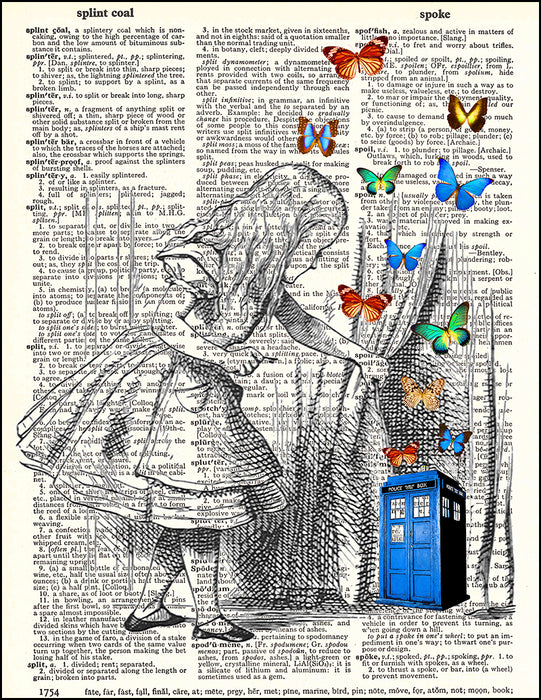 An image of a(n) Tardis Behind the Looking Glass Dictionary Art Print.