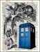 An image of a(n) Tardis and Cheshire Cat Dictionary Art Print.