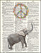 An image of a(n) Playful Elephant and Peace Balloon Dictionary Art Print.