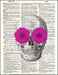 An image of a(n) Skull with Pink Flowers Dictionary Art Print.
