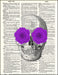An image of a(n) Skull with Purple Flowers Dictionary Art Print.