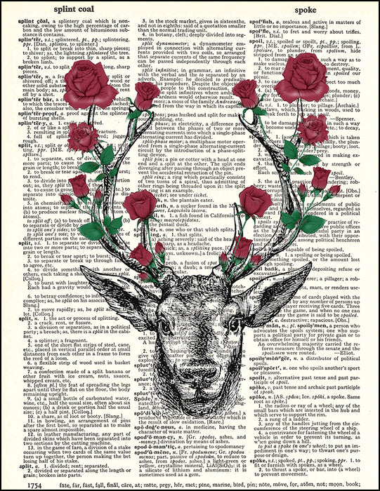 An image of a(n) Stag with Roses Dictionary Art Print.