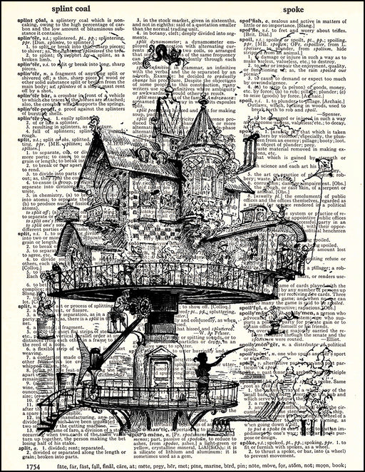 An image of a(n) Steampunk House Dictionary Art Print.