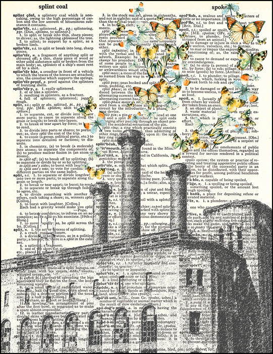 An image of a(n) Butterfly Smoke Stacks Dictionary Art Print.
