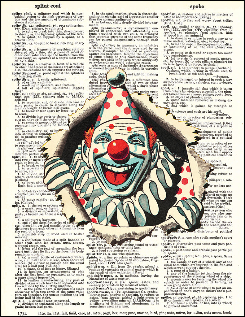 Clown Popping Out - Dictionary Art Print — Fresh Prints of CT