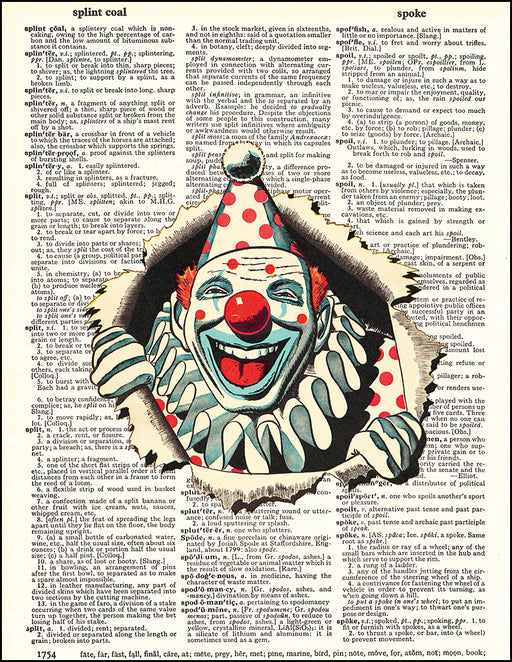 An image of a(n) Clown Popping Out Dictionary Art Print.