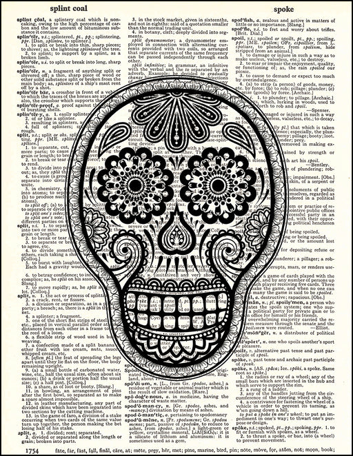 An image of a(n) Day of the Dead Daisy Dictionary Art Print.