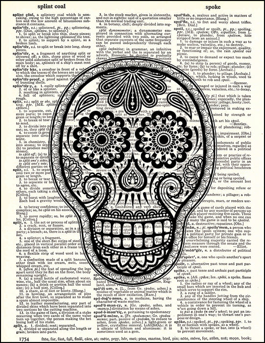 An image of a(n) Day of the Dead Daisy Dictionary Art Print.