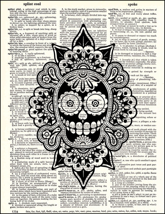 An image of a(n) Day of the Dead Paisley Dictionary Art Print.