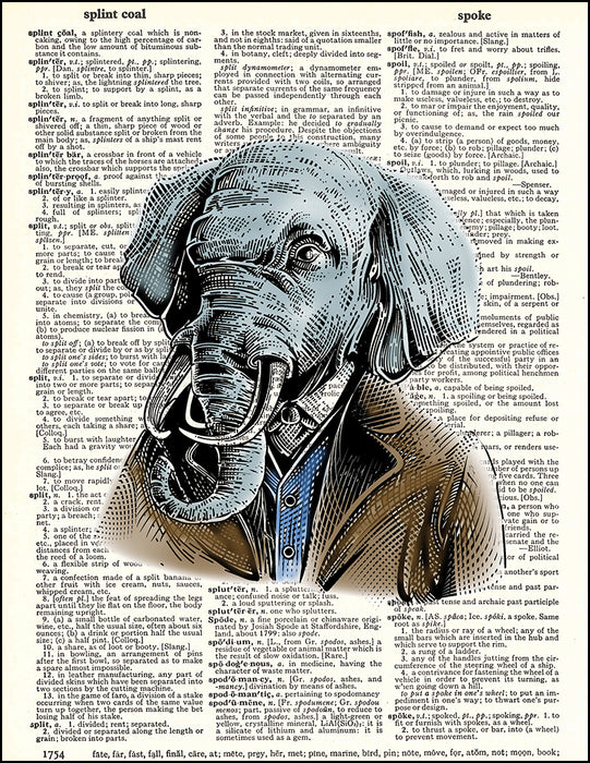 An image of a(n) Elephant Portrait Dictionary Art Print.