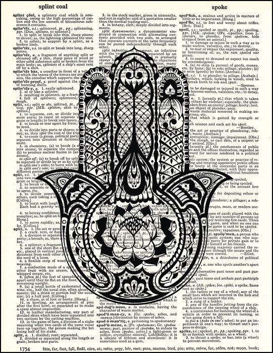 An image of a(n) Hamsa Hand 2 Dictionary Art Print.