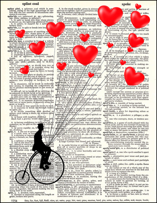 An image of a(n) Hearts and Penny Farthing Dictionary Art Print.