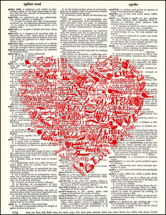An image of a(n) Typography Love Heart Dictionary Art Print.