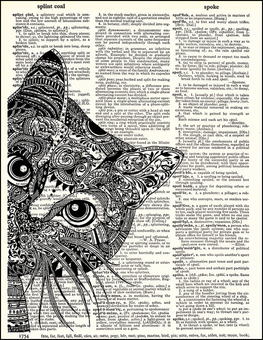 An image of a(n) Peekaboo Kitty Dictionary Art Print.