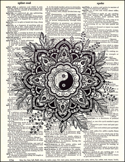 An image of a(n) Yin Yang Flower Dictionary Art Print.
