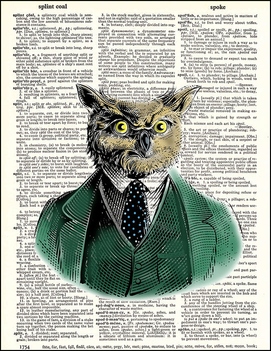 An image of a(n) Owl Portrait Dictionary Art Print.