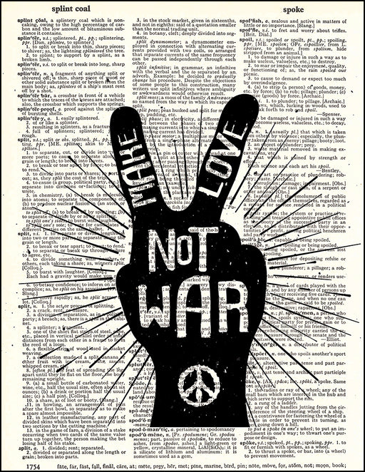 An image of a(n) Make Love Not War Dictionary Art Print.