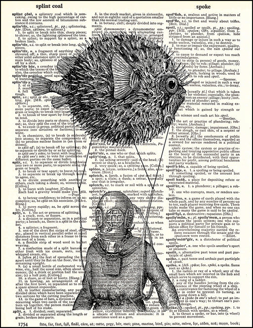 An image of a(n) Pufferfish Balloon Dictionary Art Print.