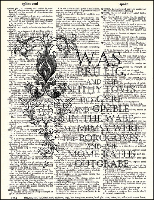 An image of a(n) Jabberwocky Quote Dictionary Art Print.