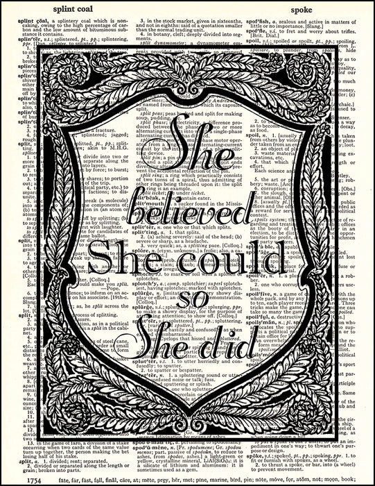 An image of a(n) She Believed She Could Dictionary Art Print.