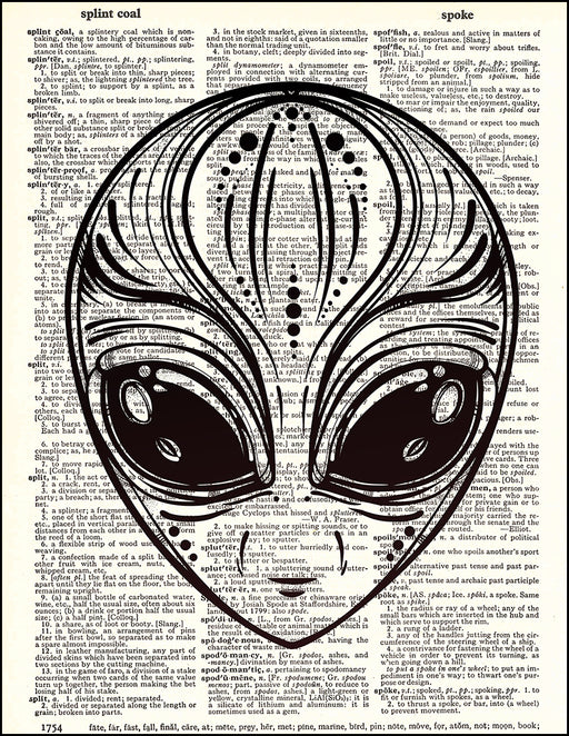 An image of a(n) Alien Head Dictionary Art Print.