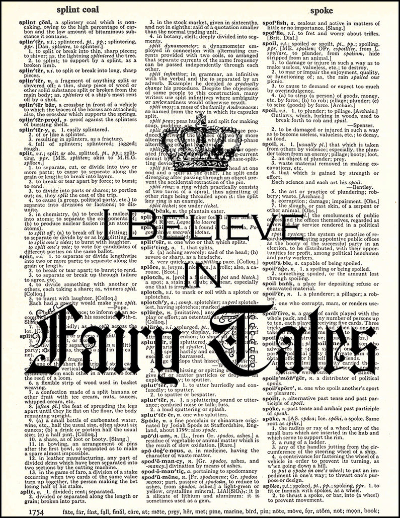 Believe In Fairy Tales Quote - Dictionary Art Print — Fresh Prints of CT