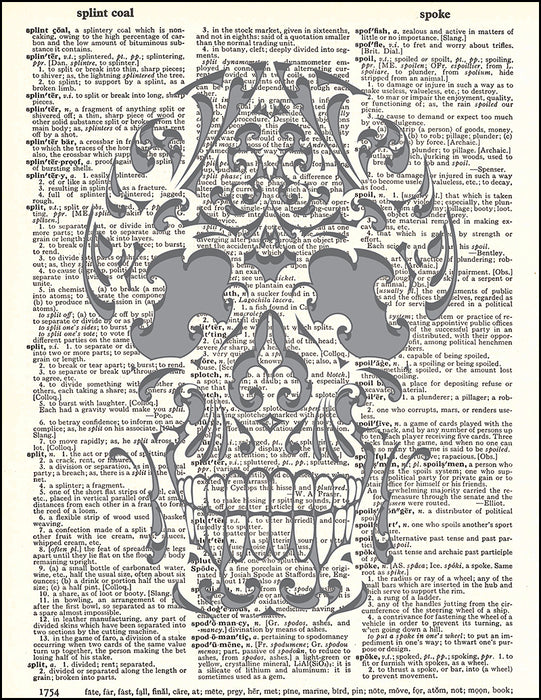 An image of a(n) Die Cut Skull Dictionary Art Print.