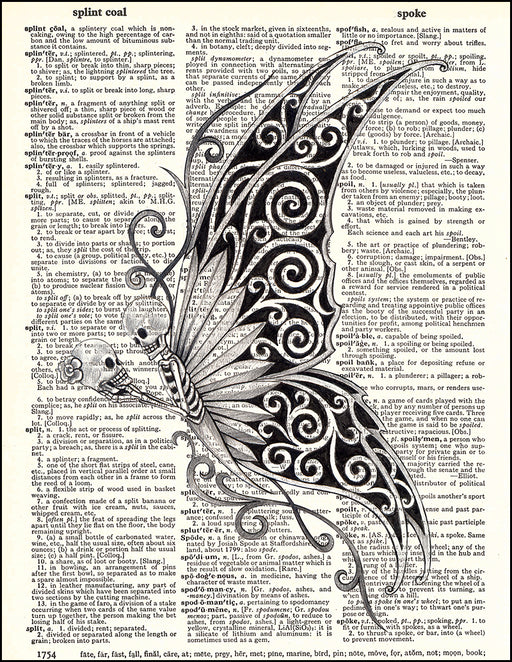 An image of a(n) Day of the Dead Butterfly Dictionary Art Print.