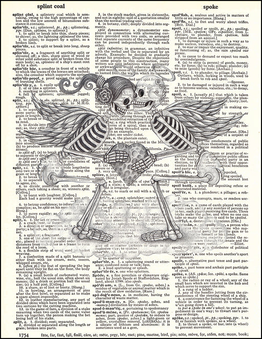An image of a(n) Day of the Dead Pencil Cupids Dictionary Art Print.