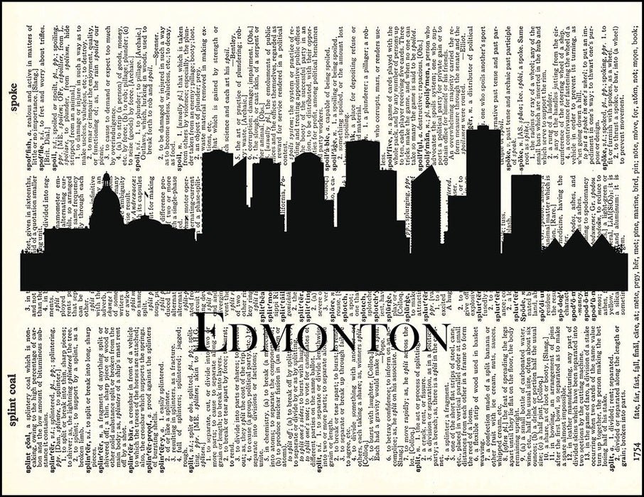 An image of a(n) Edmonton Skyline Dictionary Art Print.