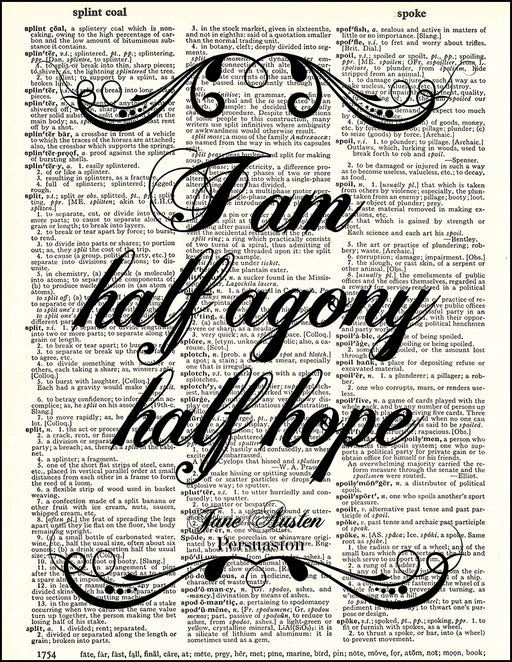 An image of a(n) Half Agony Quote Dictionary Art Print.