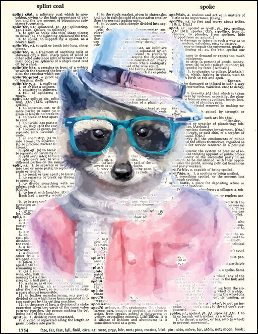 An image of a(n) Hipster Raccoon Dictionary Art Print.