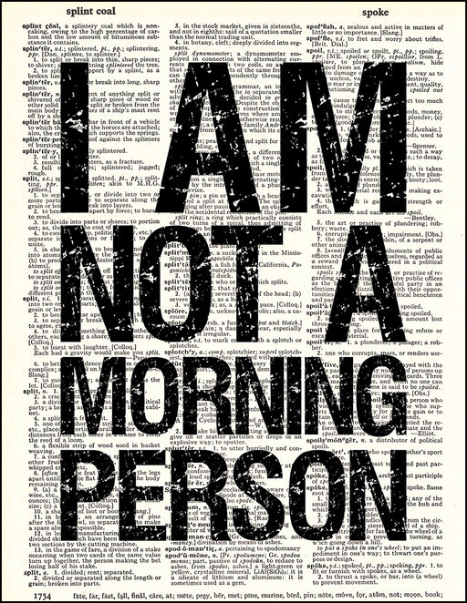 An image of a(n) Not a Morning Person Quote Dictionary Art Print.