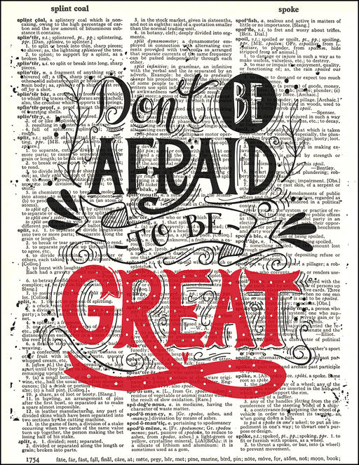 An image of a(n) Typography - Be Great Dictionary Art Print.