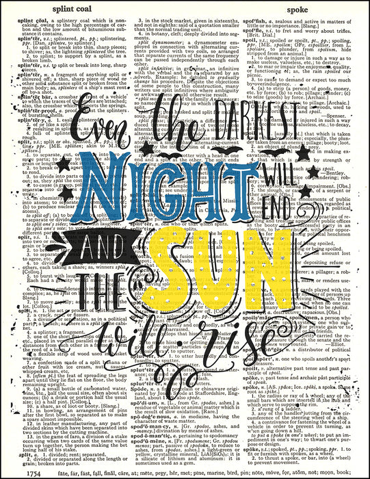 An image of a(n) Typography - Night Sun Dictionary Art Print.
