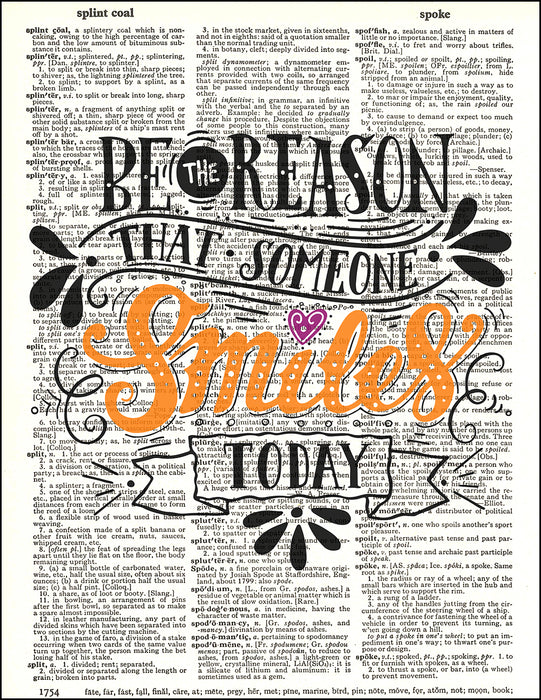 An image of a(n) Typography - Make Someone Smile Dictionary Art Print.