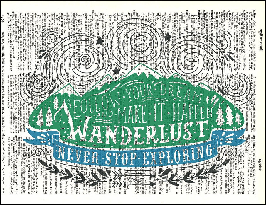 An image of a(n) Typography - Wanderlust Dictionary Art Print.