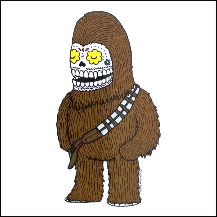 An image of a(n) Chewbacca inspired  Day of the Dead sticker.