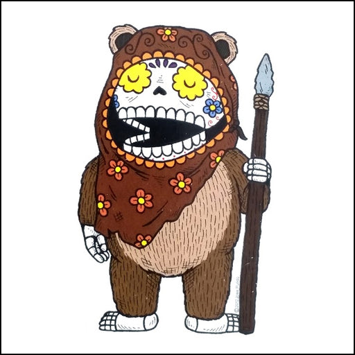 An image of a(n) Ewok - Wicket inspired  Day of the Dead sticker.