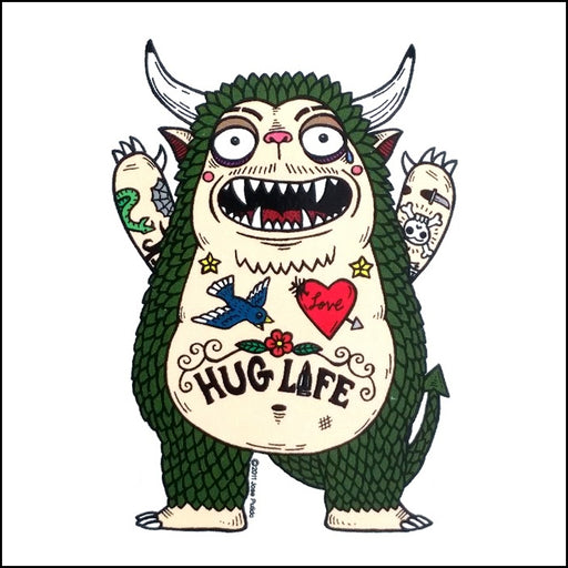 An image of a(n) Hug Monster inspired  Day of the Dead sticker.