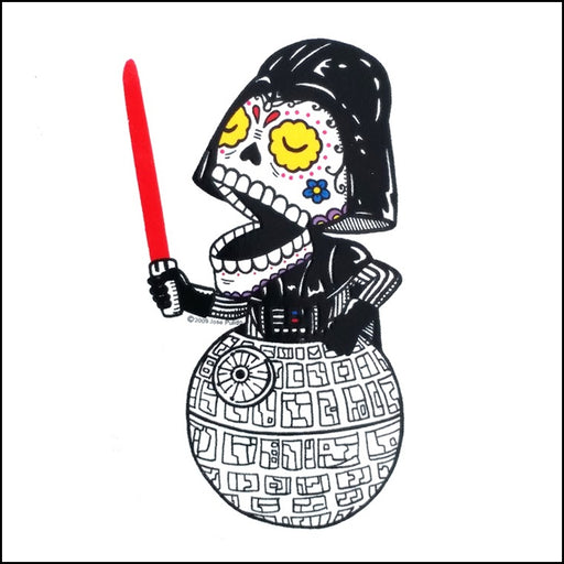 An image of a(n) Darth Vader - Death Star inspired  Day of the Dead sticker.