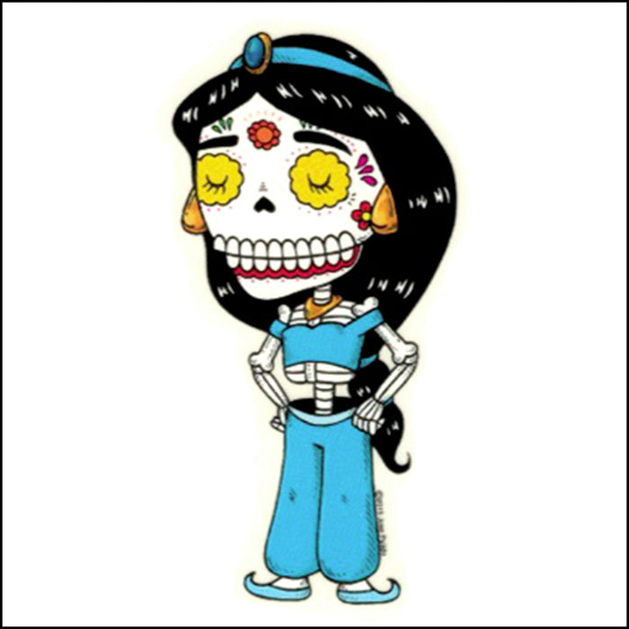 An image of a(n) Jasmine inspired  Day of the Dead sticker.