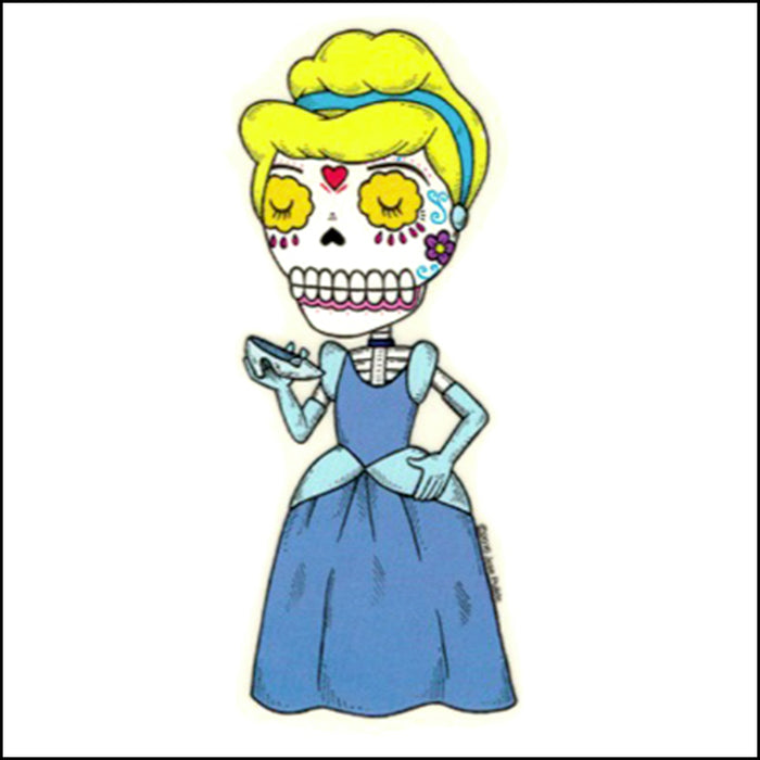 An image of a(n) Cinderella inspired  Day of the Dead sticker.