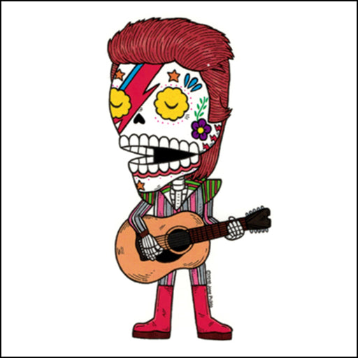 An image of a(n) Ziggy Stardust inspired  Day of the Dead sticker.