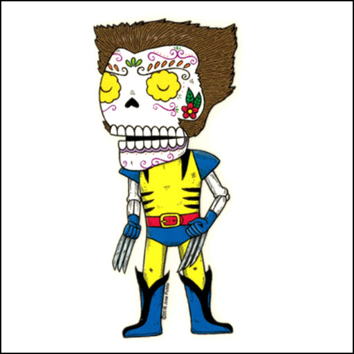 An image of a(n) Wolverine inspired  Day of the Dead sticker.