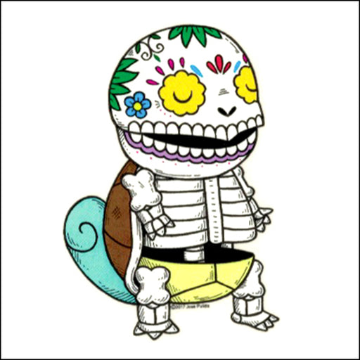 An image of a(n) Squirtle inspired  Day of the Dead sticker.