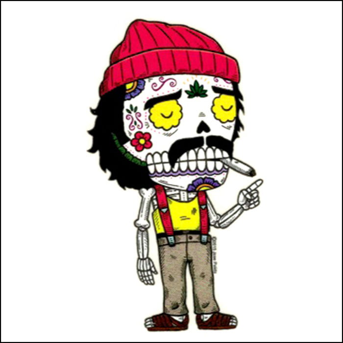 An image of a(n) Cheech inspired  Day of the Dead sticker.