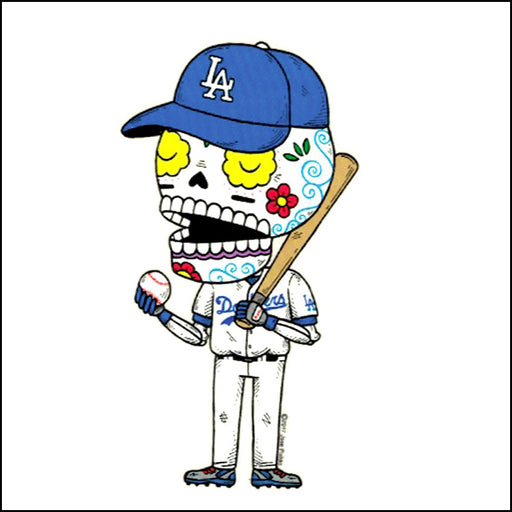 An image of a(n) LA Dodgers inspired  Day of the Dead sticker.